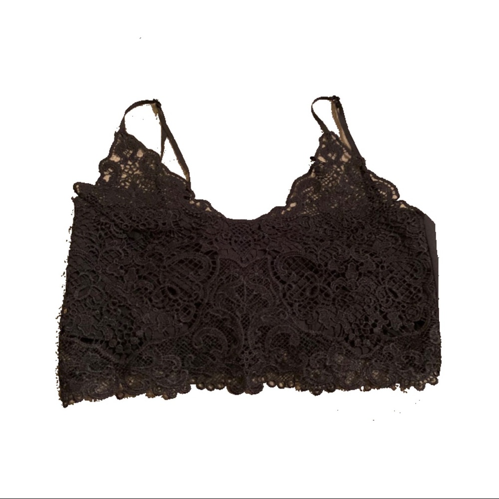 Black lace crop top